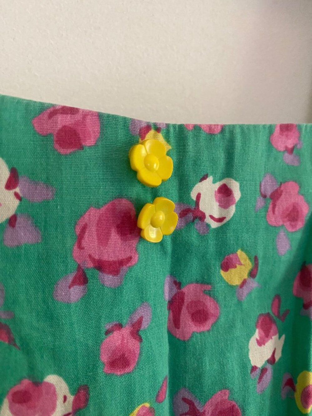 Vintage Handmade Green Colorful Floral Maxi Dress With Button Detail Size M - Picture 4 of 6
